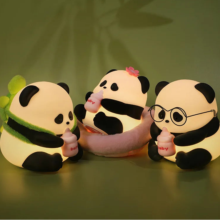 veilleuse panda bébé silicone LED tactile