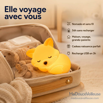 veilleuse renard de voyage nomade portable silicone sans bpa