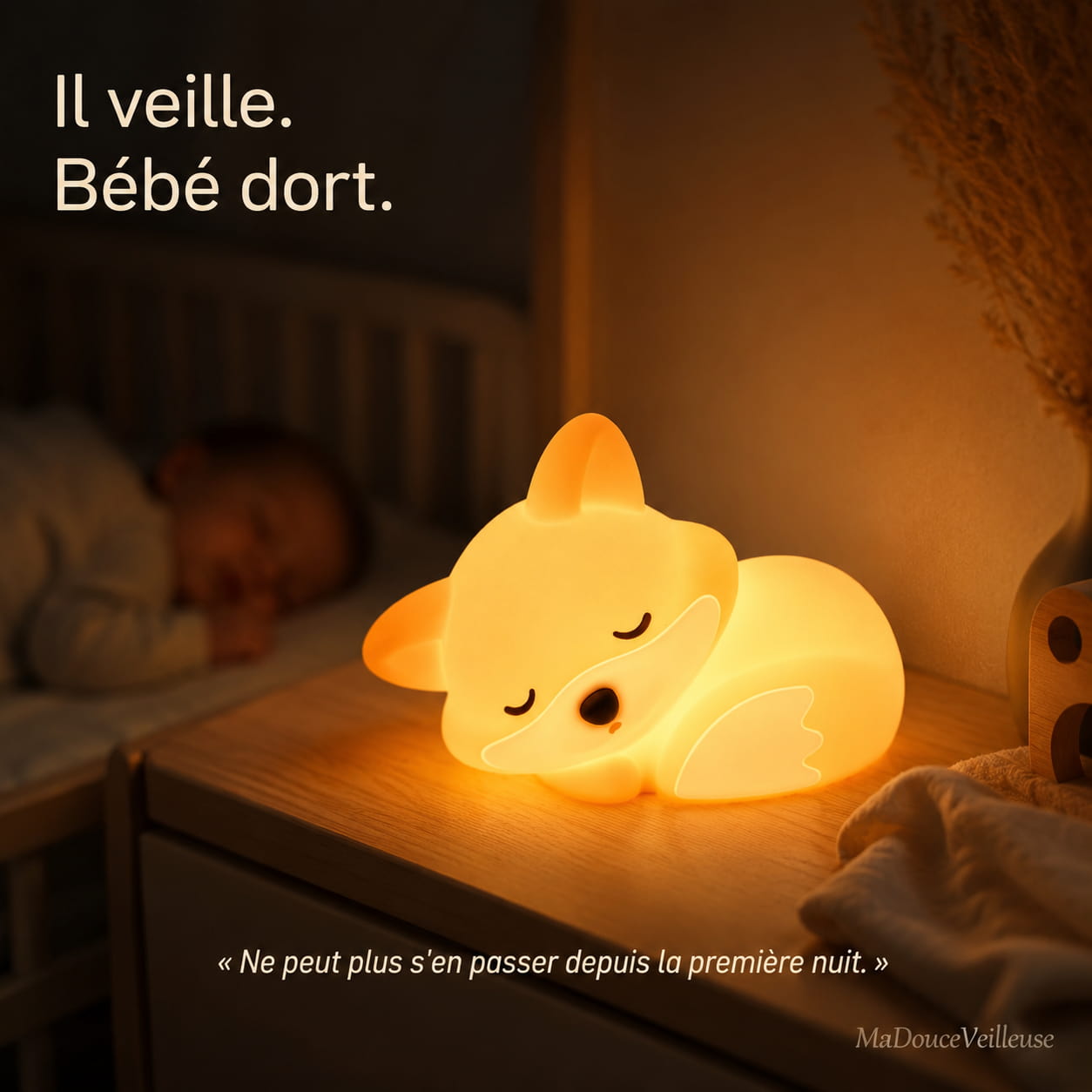 Veilleuse renard bébé silicone sans BPA