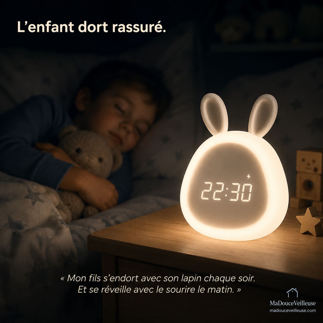 Veilleuse lapin réveil pour enfant longue autonomie