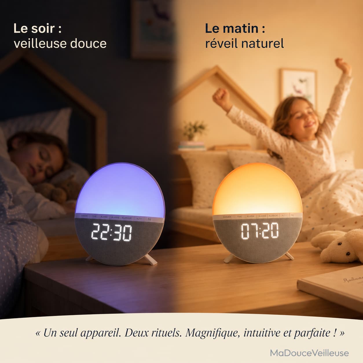 Réveil simulateur d'aube enfant - LumiAube
