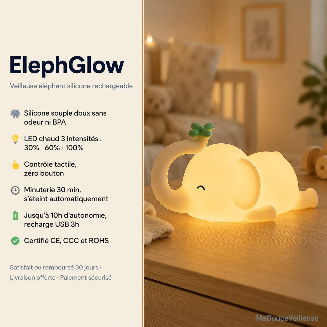 Veilleuse éléphant - ElephGlow