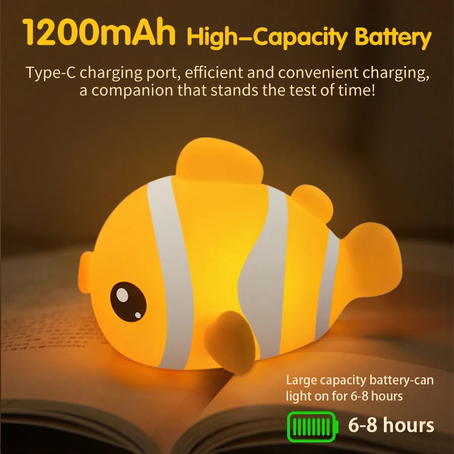 veilleuse tactile poisson LED sécurisée CE