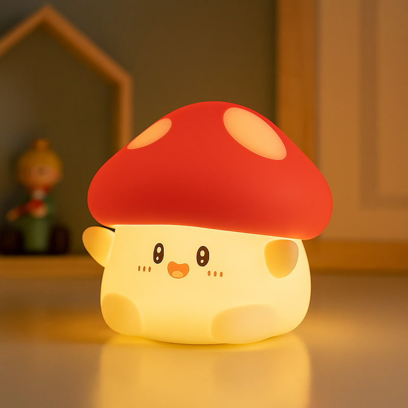 veilleuse bébé champignon rouge silicone

