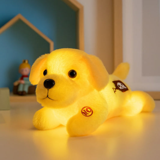 veilleuse peluche chien rose lumineux
