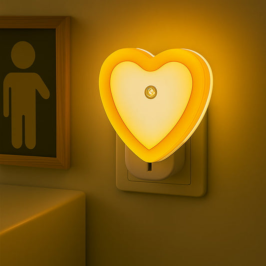 veilleuse coeur sur prise en  orange