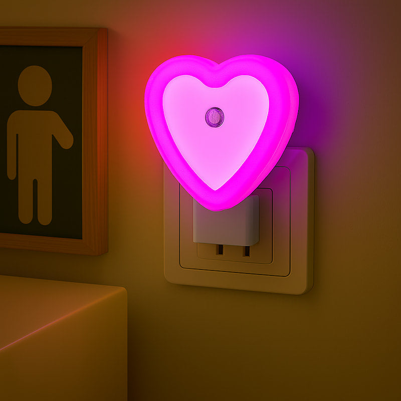 veilleuse coeur sur prise en rouge