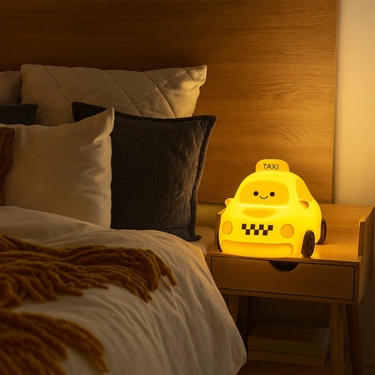 Veilleuse voiture taxi pour enfant, lumière jaune chaleureuse
