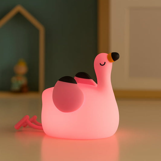 Veilleuse flamant rose en silicone pour bébé, lumière LED apaisante