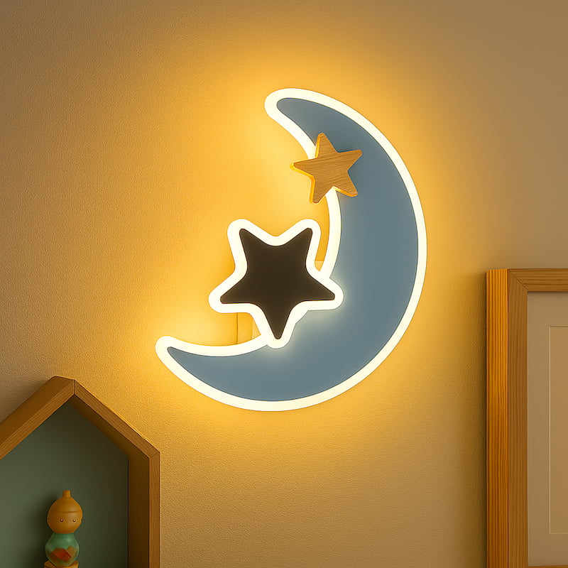 veilleuse murale lune étoile LED chambre enfant

