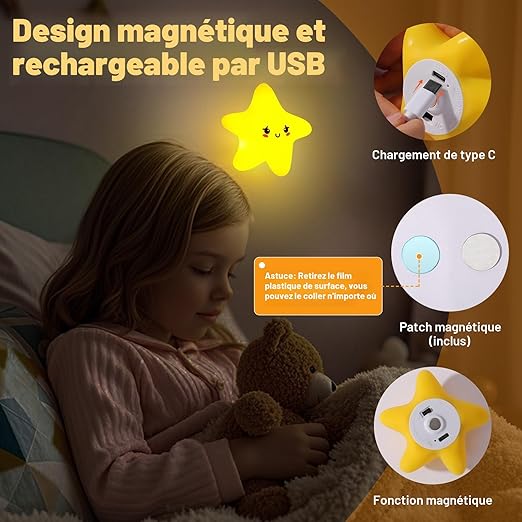 Veilleuse etoile certifiee CE RoHS lumiere douce bebe Madouceveilleuse